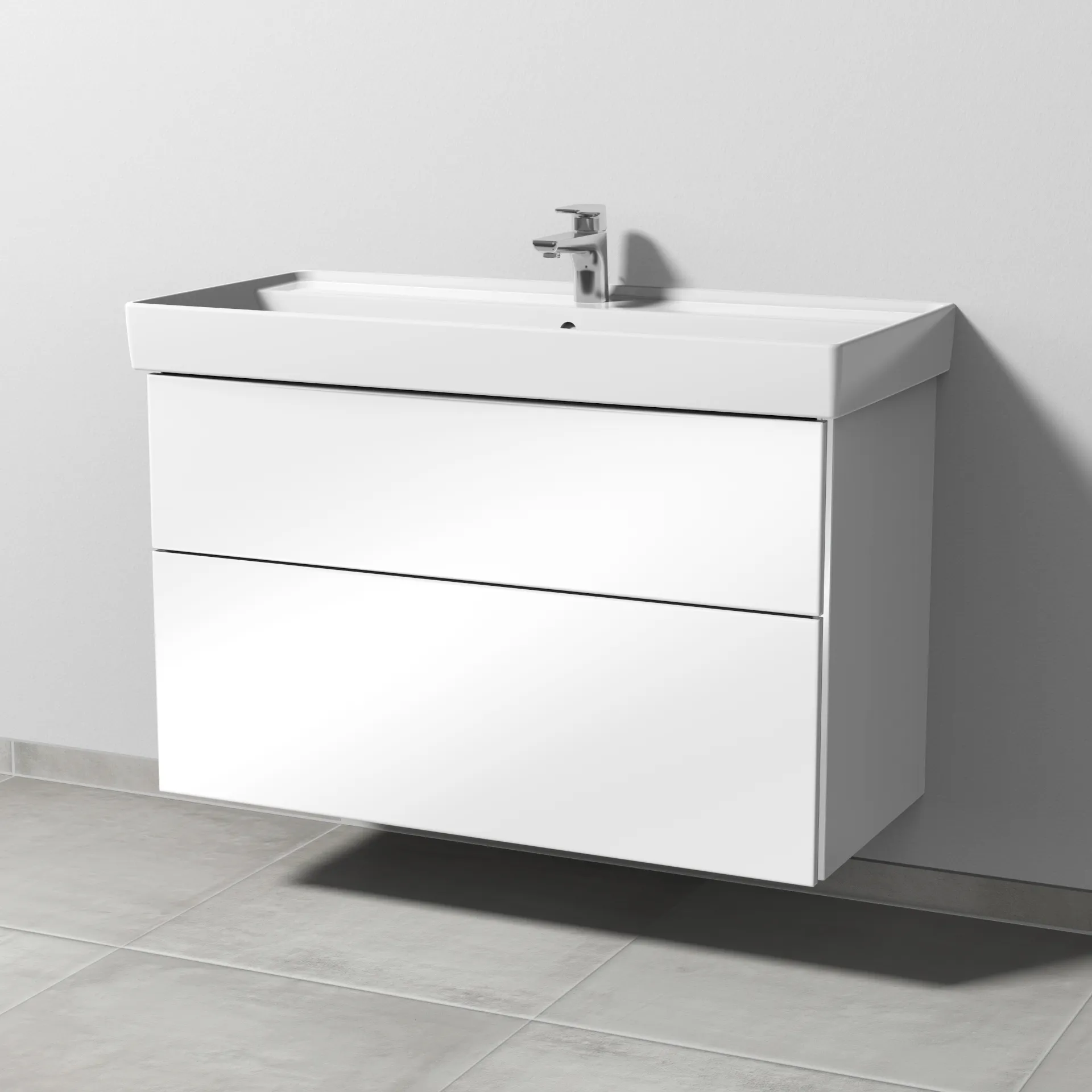 Sanipa Waschtischunterschrank „3way“ passend zu Keramik-Waschtische Collaro von Villeroy & Boch 950 × 588 × 447 mm in Weiß (glanz)