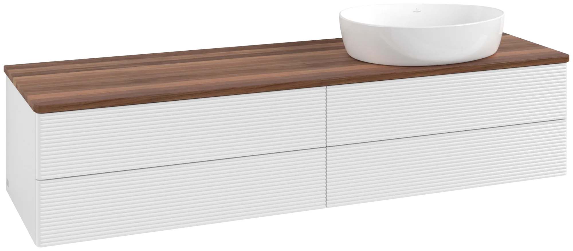 Villeroy & Boch Antao Waschbeckenunterschrank K27_1, 1600 x 360 x 500 mm, Holz, Glossy White Lacquer / Warm Walnut