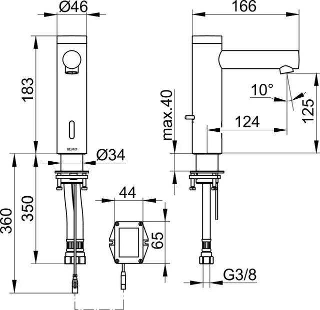 IXMO 59511011100 Elektronik-Waschtischmischer mit Batterie, ohne Ablaufgarn. IXMO Pure verchromt