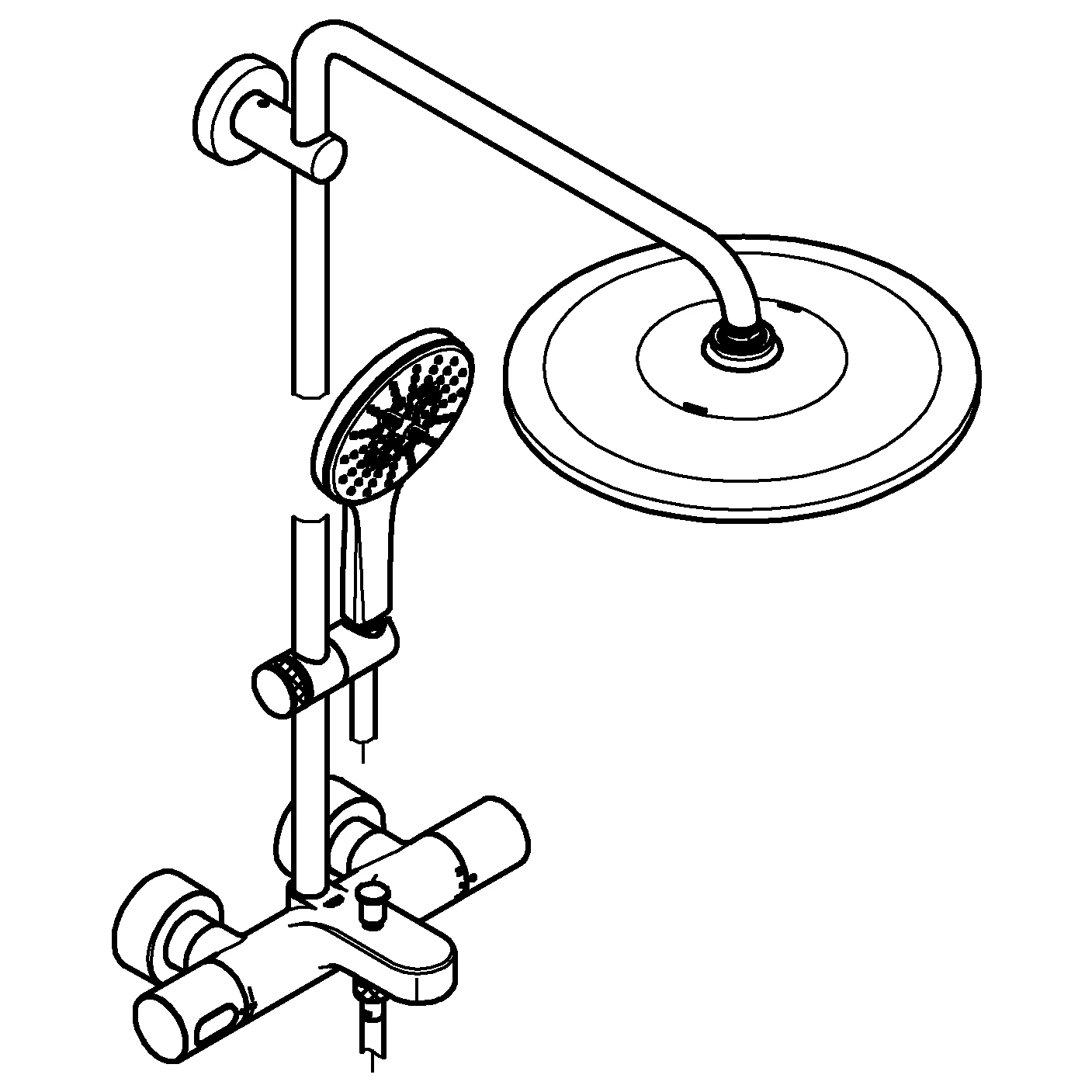 Duschsystem Rainshower SmartActive 310 26657, 450 mm Duscharm, mit Aufputz-Thermostat-Wannenbatterie, Wandmontage, Kopfbrause, Handbrause, chrom