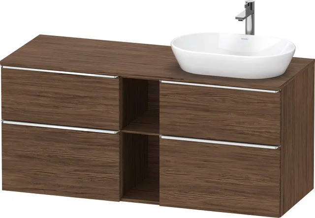 Duravit Waschtischunterschrank wandhängend „D-Neo“ 140 × 66,4 × 55 cm in Nussbaum Dunkel