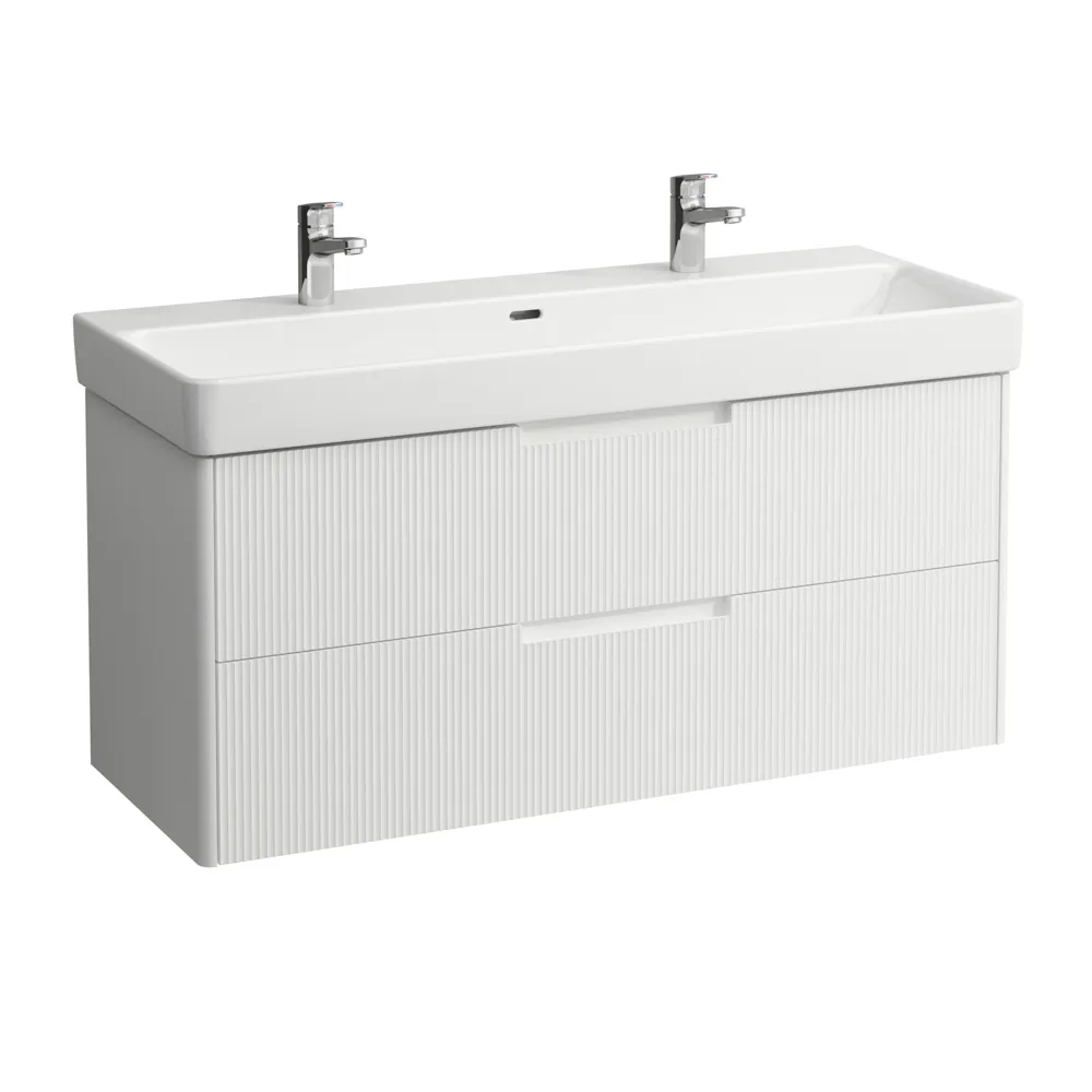 Waschtischunterbau JUNA für PRO S 446x1168x515 2 Schubladen mit Griffmulde für Waschtisch H814965 weiß matt