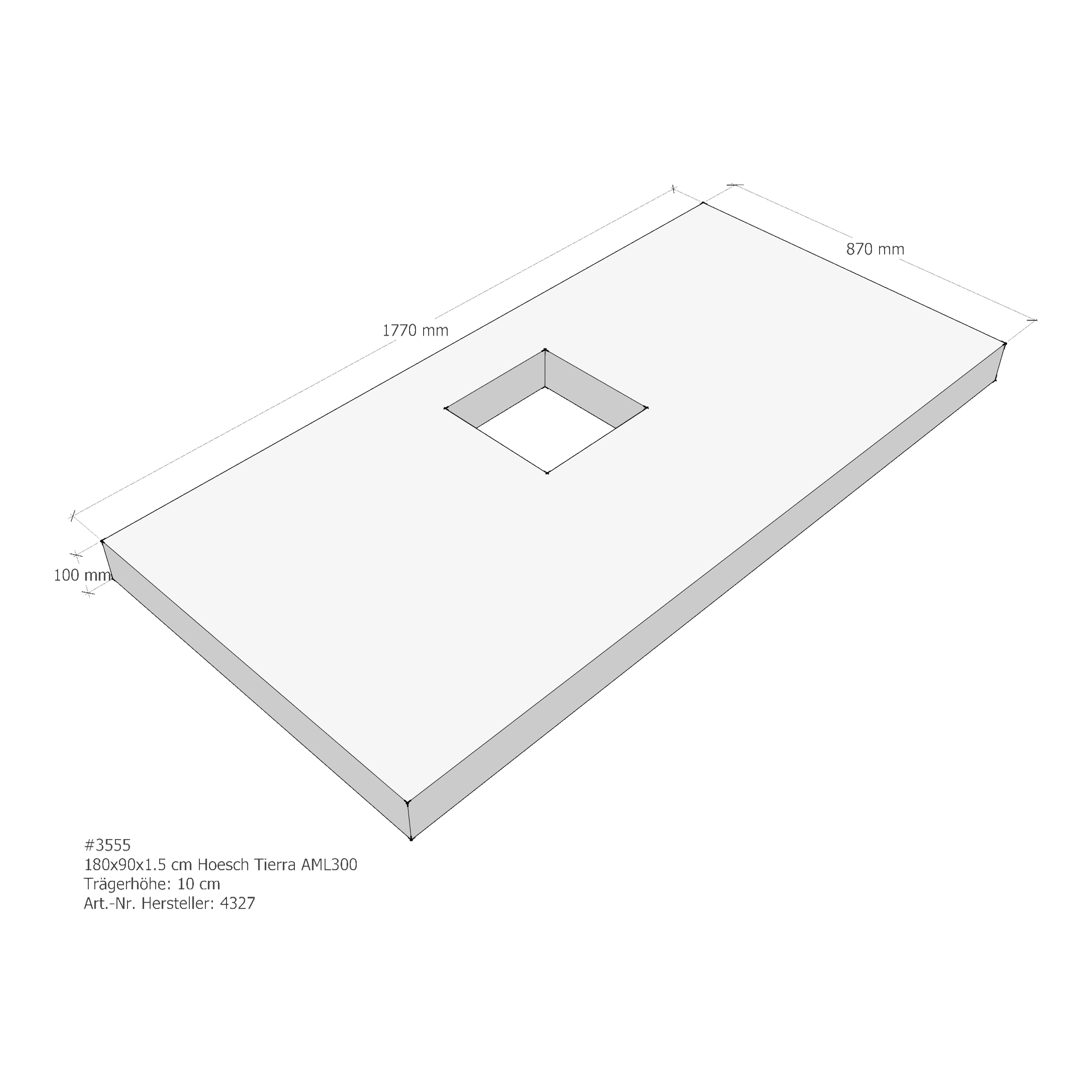 Duschwannenträger Hoesch Tierra 180x90x1,5 cm AML300