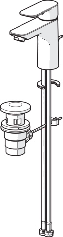 Einhand-Waschtischarmatur mit Zugstange „Basic XL“ Ausladung 112 mm in Chrom Einhand-Waschtischarmatur mit Zugstange „Basic XL“ Ausladung 112 mm in Chrom
