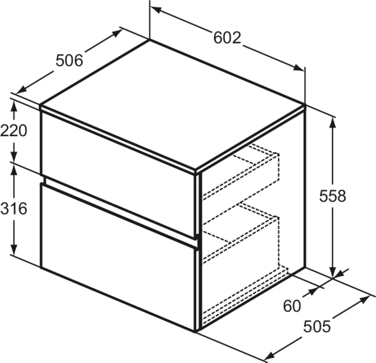 Ideal Standard Waschtischunterschrank „Finesse“ 60,2 × 55,8 × 50,5 cm Ulme dunkel Ideal Standard Waschtischunterschrank „Finesse“ 60,2 × 55,8 × 50,5 cm Ulme dunkel