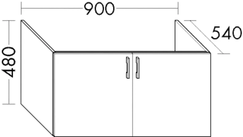 Burgbad Waschbeckenunterschrank Sys30, 900 mm breit, 480 mm hoch, 540 mm tief, 2 Türen