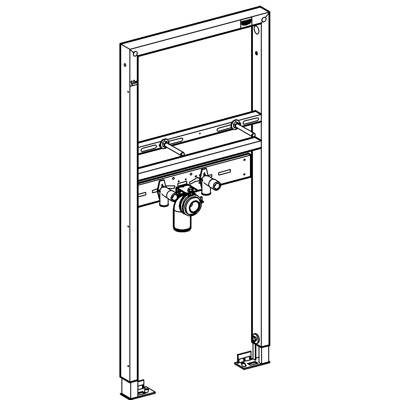 Waschtisch-Element Rapid SL 38554_1, 1,13 m Bauhöhe, für Vorwand- oder Ständerwandmontage, 2 schallgedämmte Armaturenanschlüsse DN 15, HT-Ablaufbogen DN 50