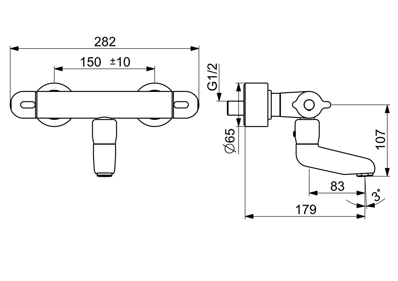 HansaMEDIPRO Waschtischbatterie HansaMEDIPRO 0830 Ausladung 179 DN15 Chrom