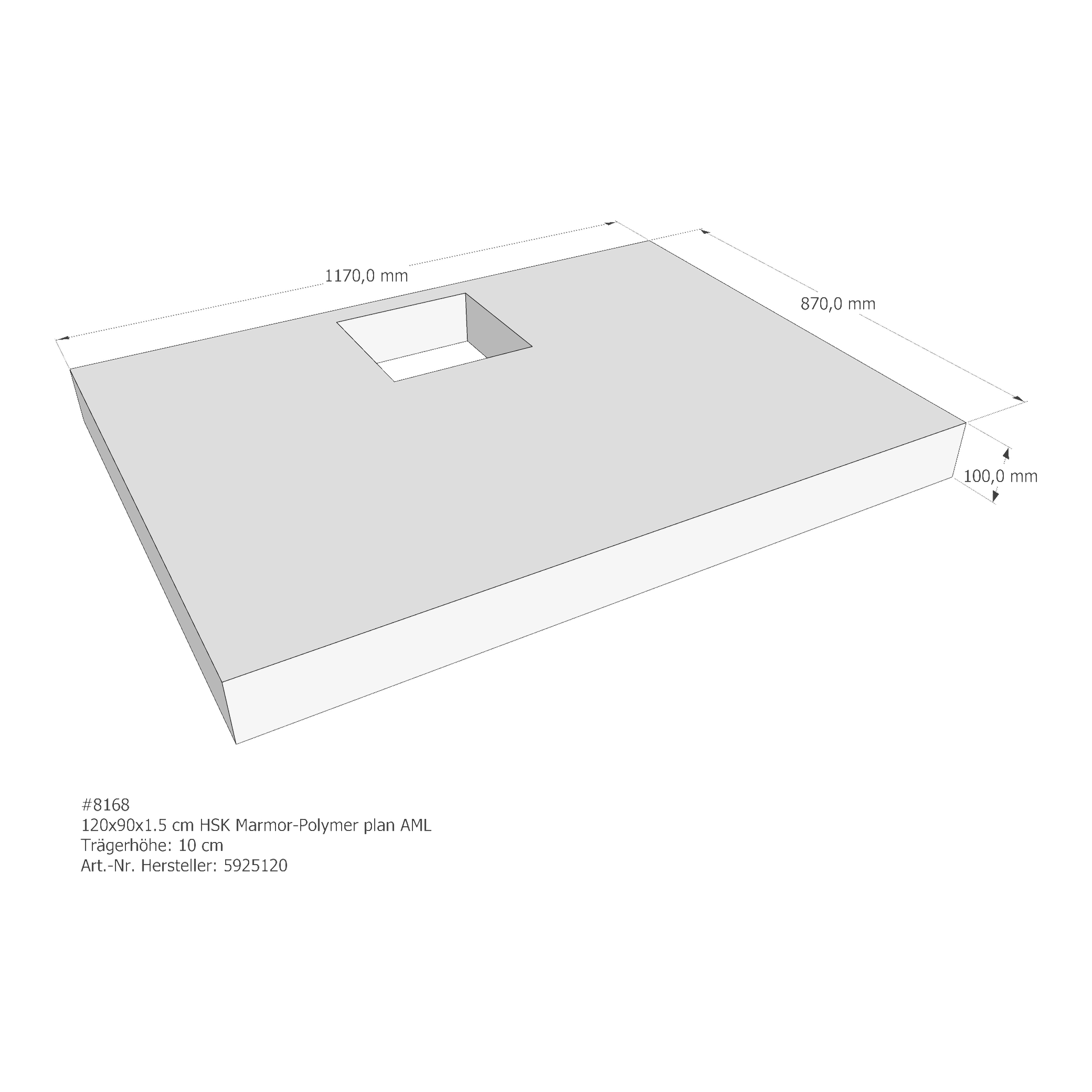 Duschwannenträger HSK Marmor-Polymer plan 120x90x1,5 cm AML
