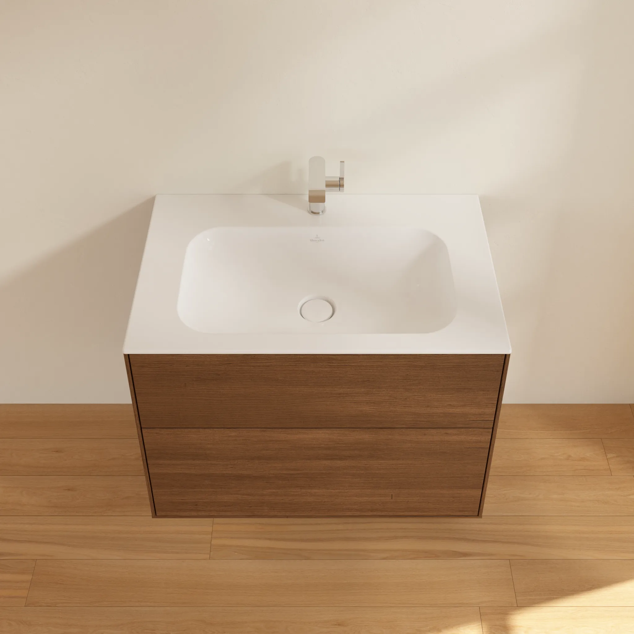 Villeroy & Boch Waschtischunterschrank „Finion“ für Schrankwaschtisch 796 × 591 × 498 mm Walnut Veneer, für Becken mittig