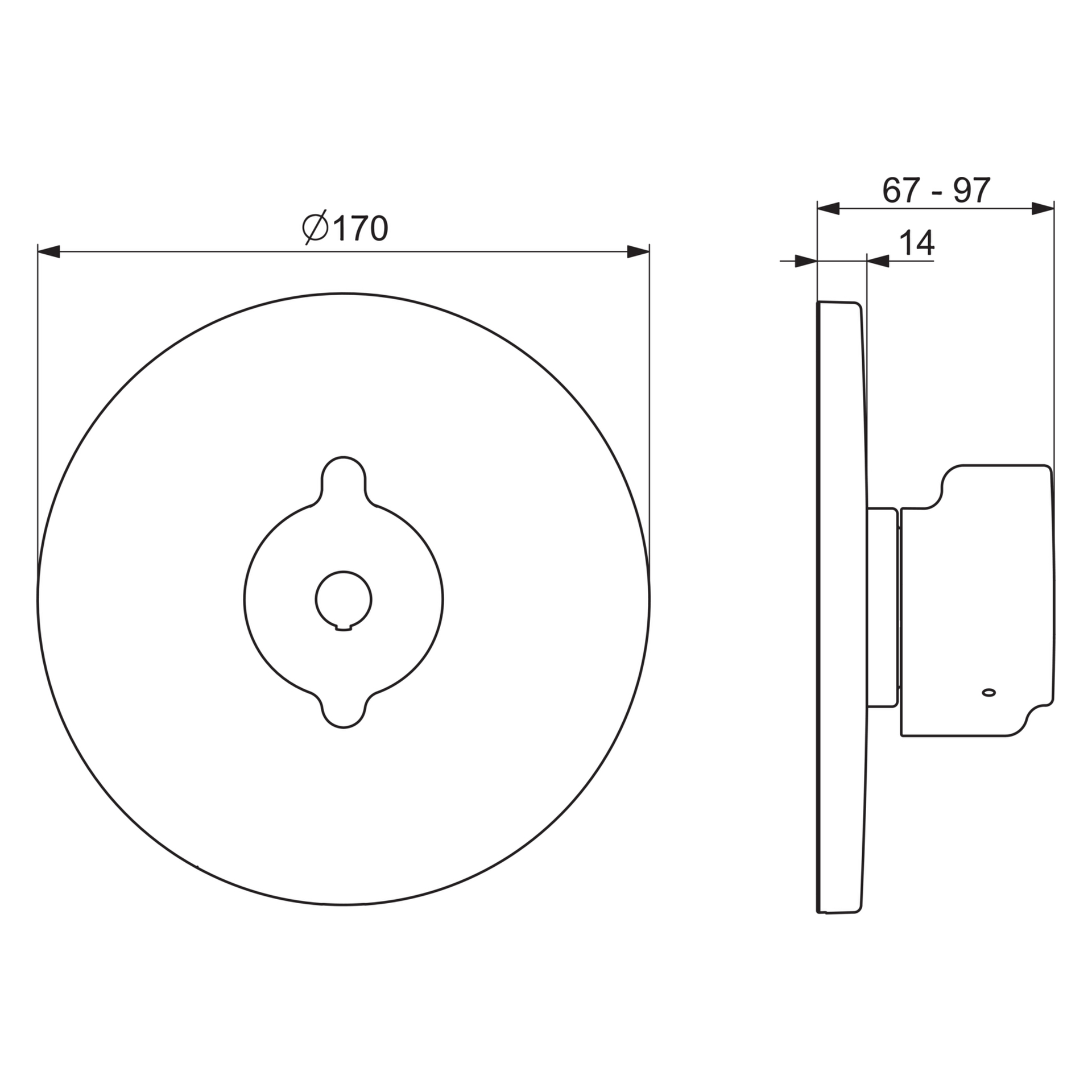 Fertigmontageset für Brausebatterie CLINICA 8860 Rosette rund Chrom