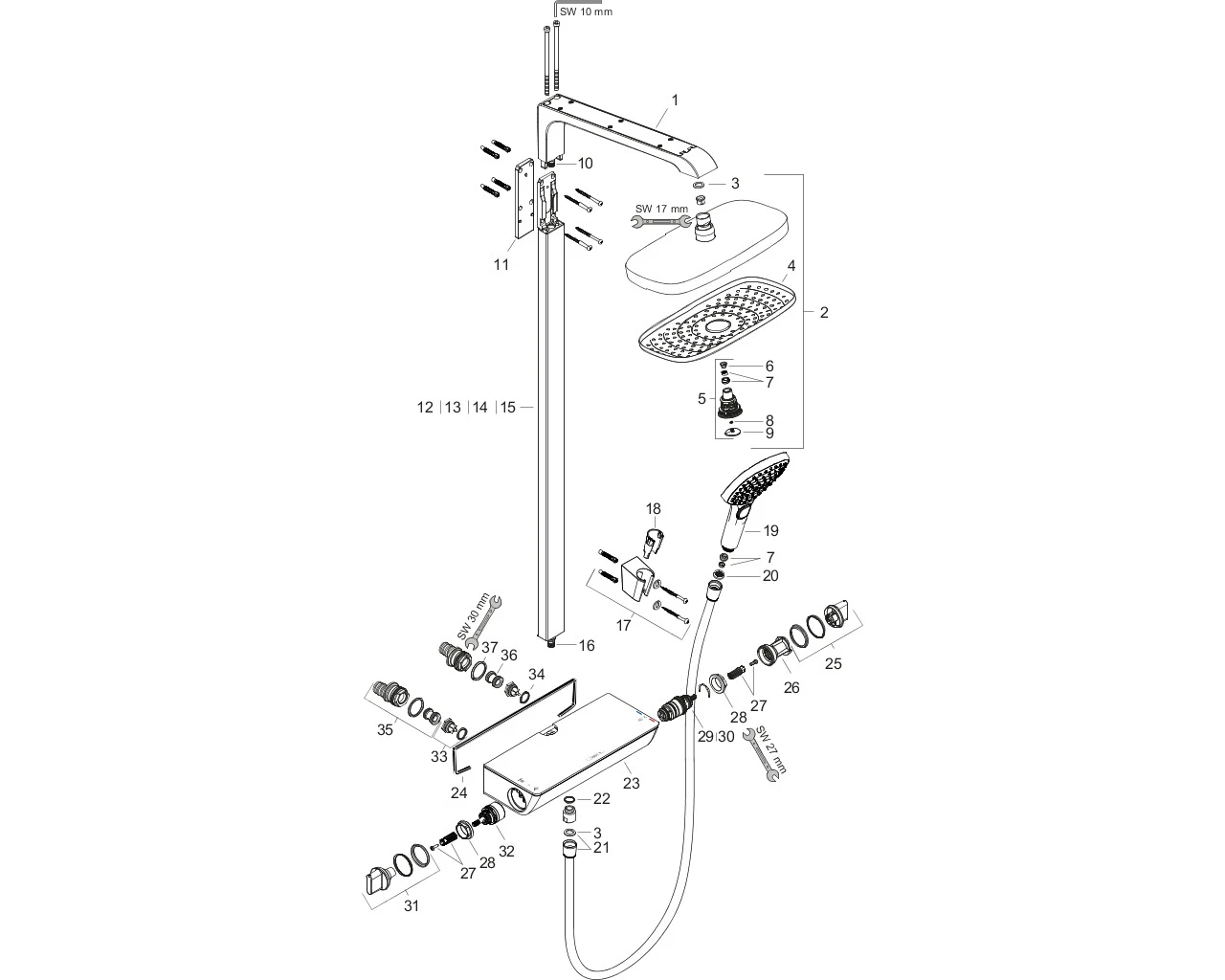 Showerpipe Raindance Select E 300 2jet EcoSmart chrom Showerpipe Raindance Select E 300 2jet EcoSmart chrom