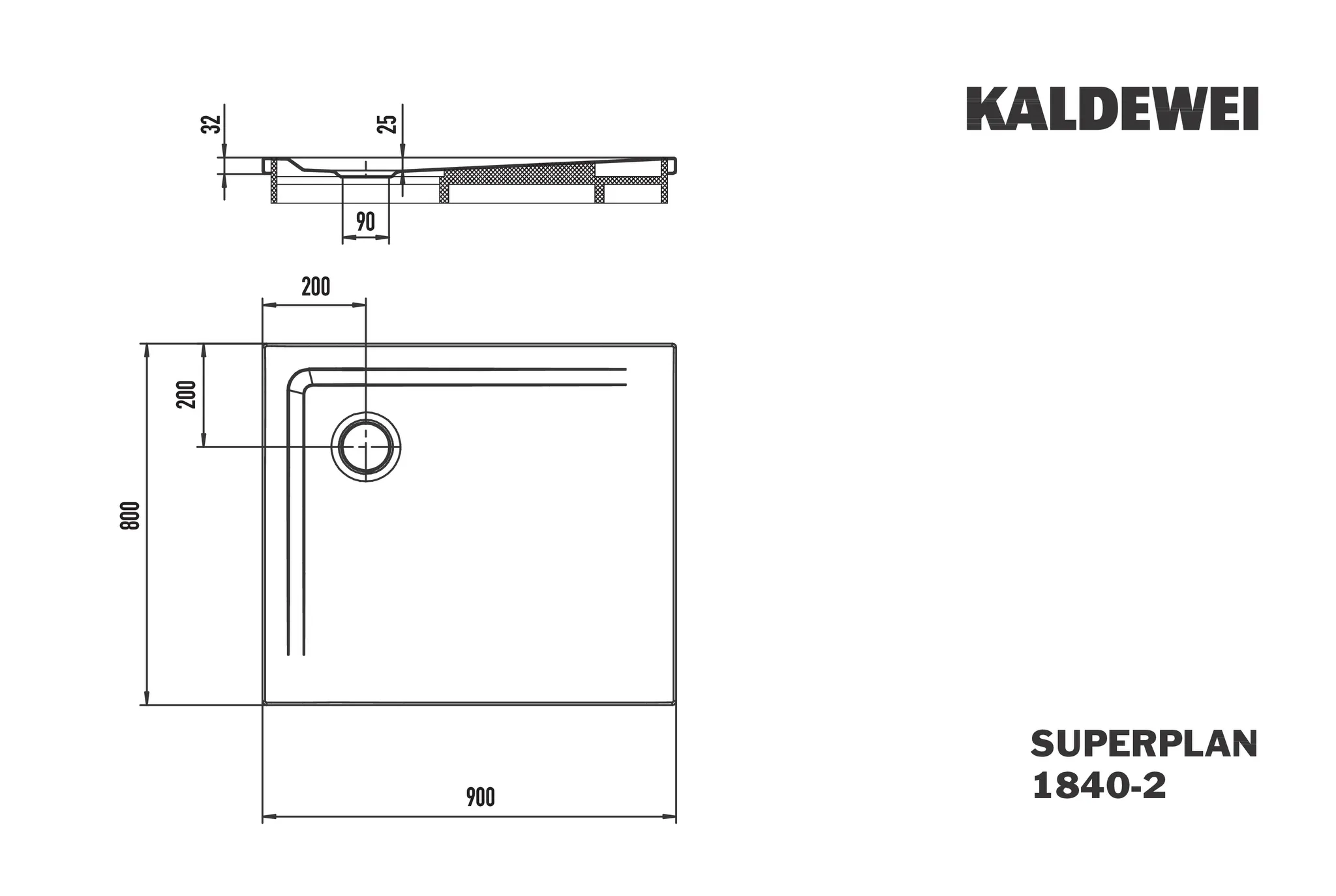 Kaldewei Duschwanne „Superplan“ 80 × 90 cm ohne Oberflächenveredelung, in warm grey 50