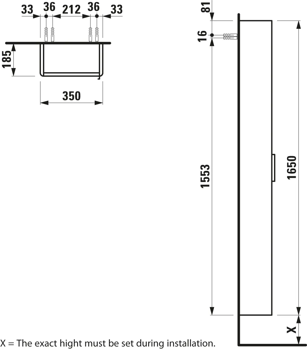 Laufen Hochschrank „BASE“ 350 × 1650 × 185 mm Ulme hell