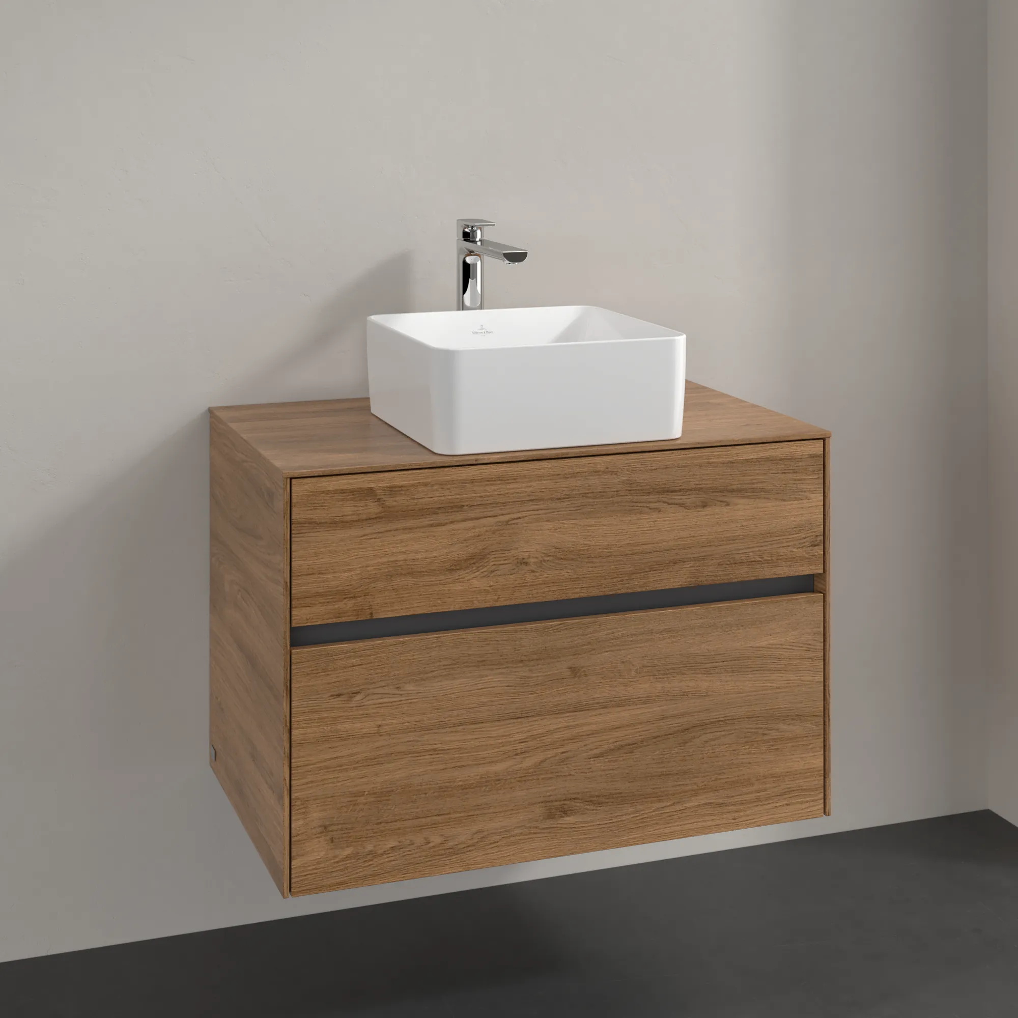 Villeroy & Boch Waschtischunterschrank „Collaro“ für Schrankwaschtisch 80 × 54,8 × 50 cm 2 Auszüge, Waschbecken mittig