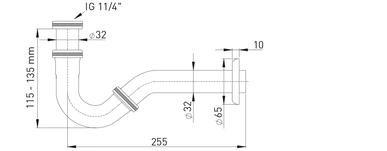 Bidetgeruchverschluss 1 1/4″ Messing edelmatt