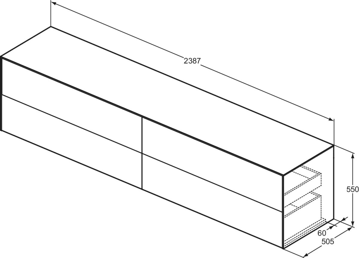 Ideal Standard Waschtischunterschrank „Conca“ 238,7 × 55 × 50,5 cm Walnuss dunkel Furnier Ideal Standard Waschtischunterschrank „Conca“ 238,7 × 55 × 50,5 cm Walnuss dunkel Furnier