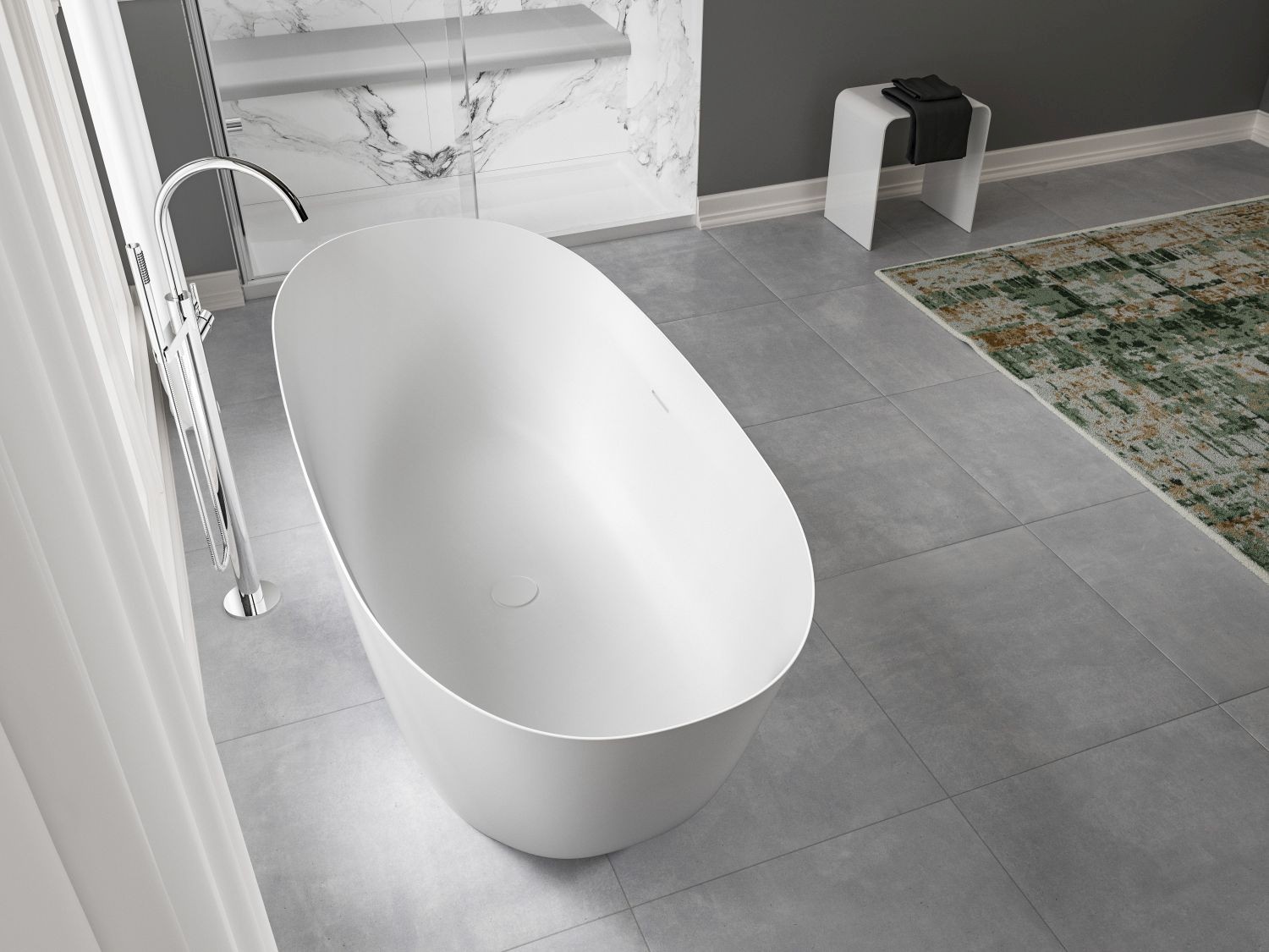 repaBAD Badewanne „Milano F“ freistehend oval 160 × 70 cm