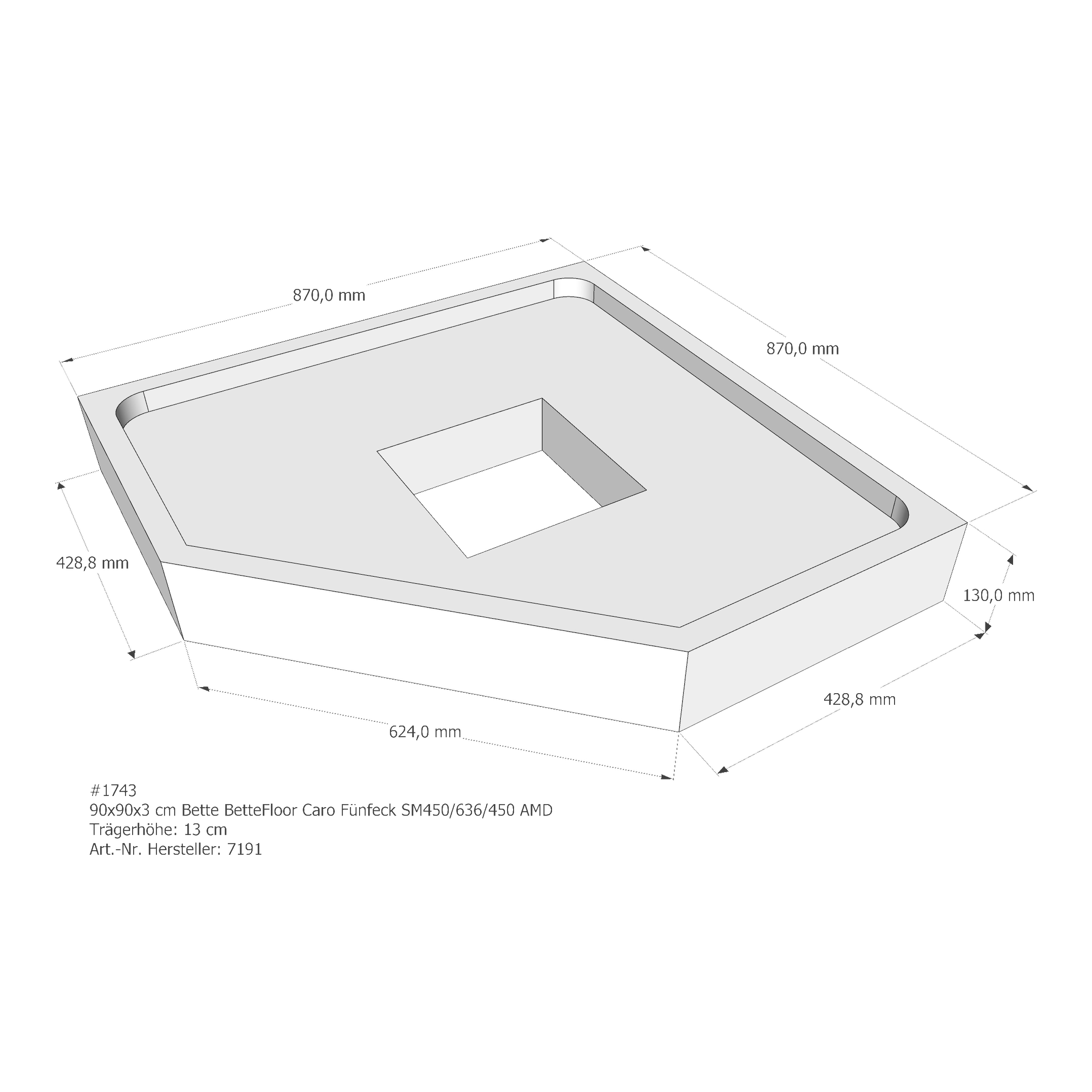 Duschwannenträger für Bette Floor Caro 90 × 90 × 3 cm Breite: 90 cm / Länge: 90 cm Duschwannenträger für Bette Floor Caro 90 × 90 × 3 cm Breite: 90 cm / Länge: 90 cm