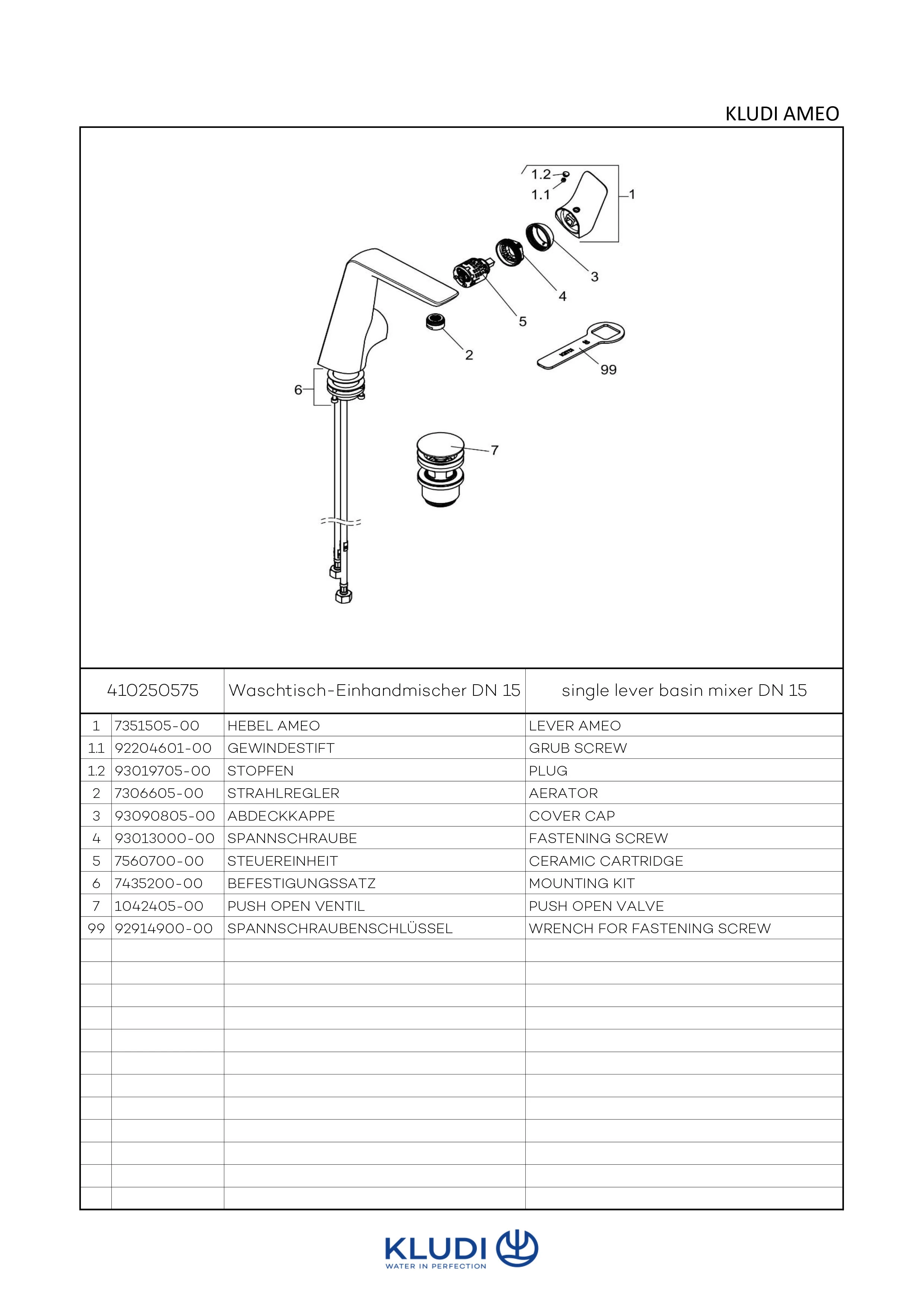 AMEO WaschtischEHM DN 15, mit seitl. Bed., mit Ablaufg. chrom AMEO WaschtischEHM DN 15, mit seitl. Bed., mit Ablaufg. chrom