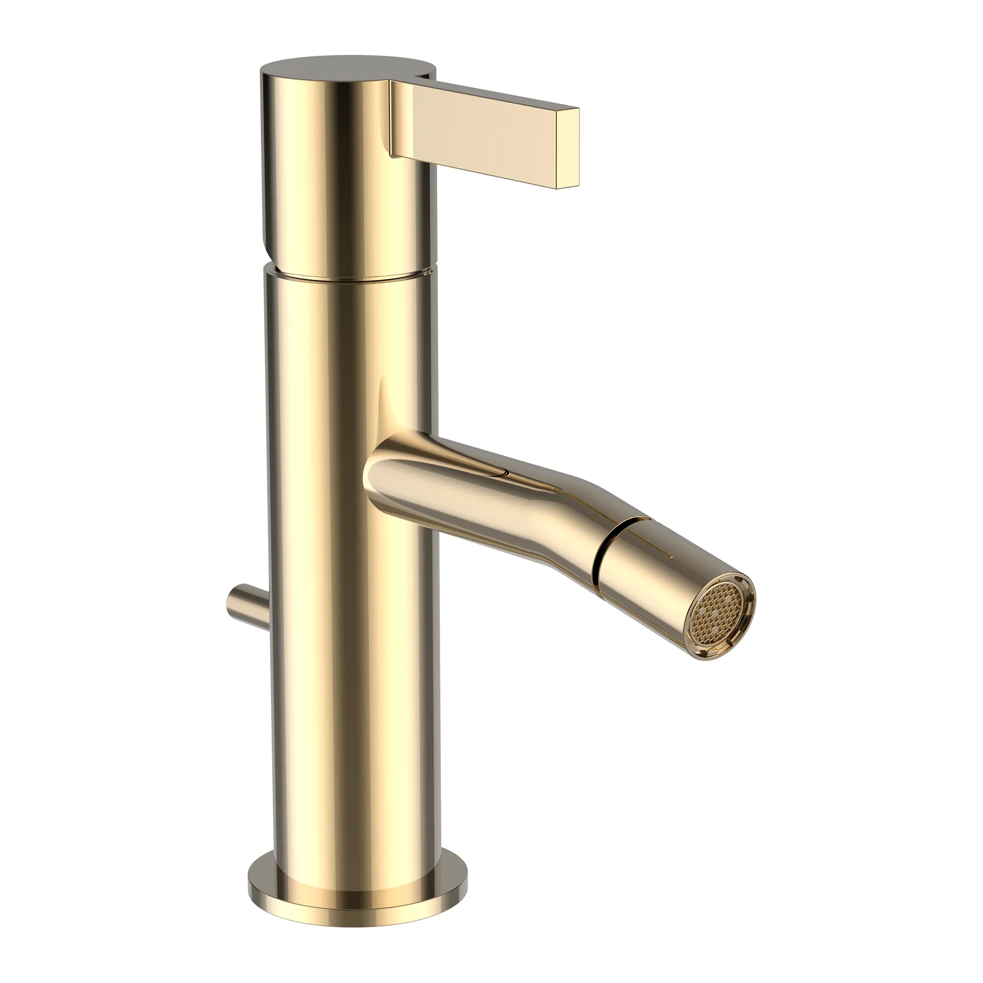 Einhebel-Bidetmischer, Kartell Ausladung 110 mm, Festauslauf, ohne Ablaufventil, mit Zugstange, PVD Gold