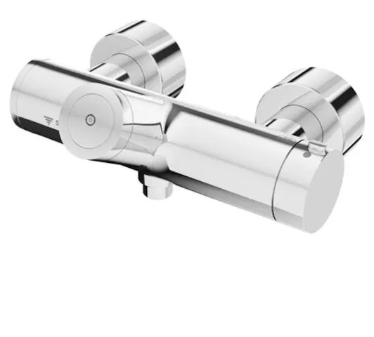 Aufputz-Duscharmatur VITUS VD-C-T / u, Mischwasser, Thermostat, Elektronisch, Selbstschluss, Batteriefach, Thermische Desinfektion mit SWS, 2x DN 15 G 1/2 AG, DN 15 G 1/2 AG (unten), chrom