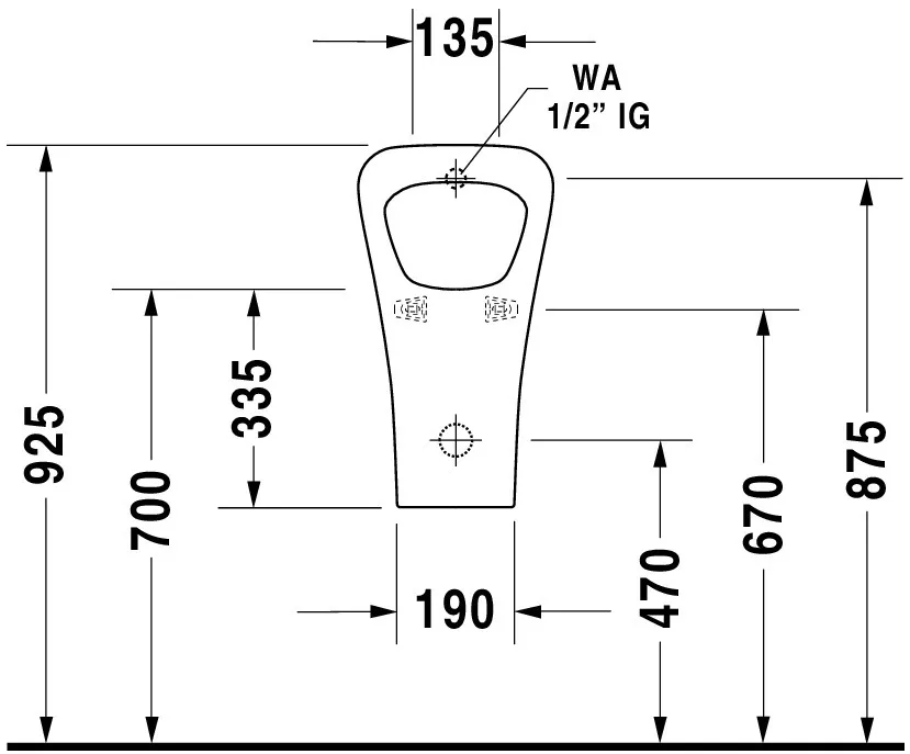 Urinal DuraStyle, Zulauf von hinten absaugend, ohne Fliege, weiß, HYG Urinal DuraStyle, Zulauf von hinten absaugend, ohne Fliege, weiß, HYG