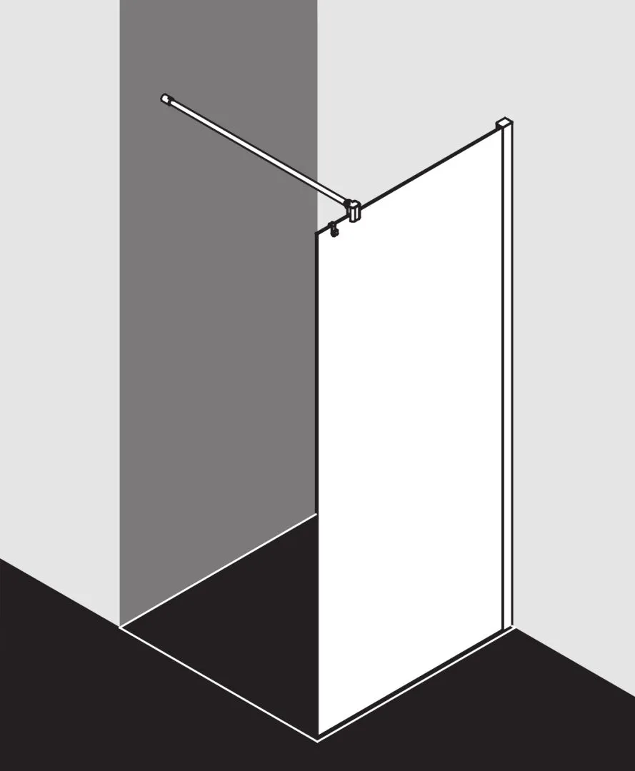 Kermi Duschdesign MENA WALK-IN Wall, H 2000 mm, 1400x33mm, Silber Hochglanz, ESG Klar