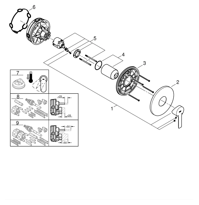 Einhand-Brausebatterie Lineare 24063_1, Fertigmontageset für Rapido SmartBox, chrom