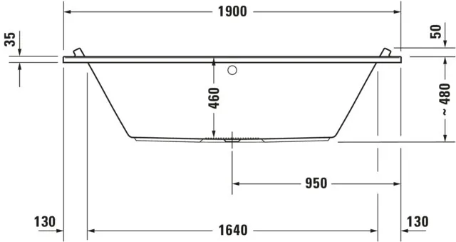 Duravit Whirlwanne „Starck“ rechteck 190 × 90 cm, Mittelablauf