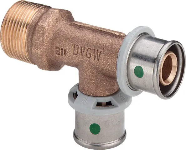 Viega „Sanfix P“ T-Stück mit 2 Muffen und Außengewinde 1/2″ × 16 mm × 16 mm Viega „Sanfix P“ T-Stück mit 2 Muffen und Außengewinde 1/2″ × 16 mm × 16 mm