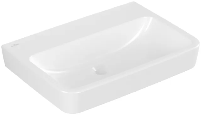 Villeroy & Boch Einbau-/Aufsatz Wandwaschtisch geschliffen „O.novo“ 650 × 460 × 175 mm, für Becken mittig, ohne Hahnlochbohrung in Weiß Alpin
