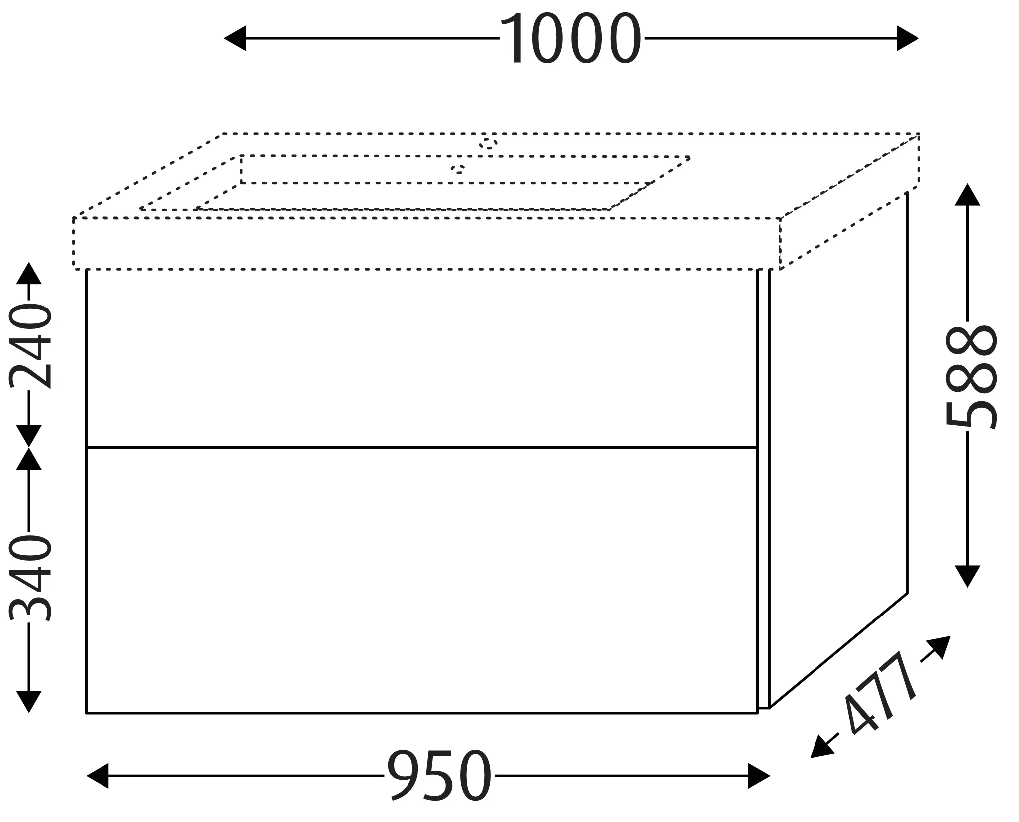 Waschtischunterbau mit Auszügen für Becken links 3way (BS503) 588x950x477 Schwarz-Matt