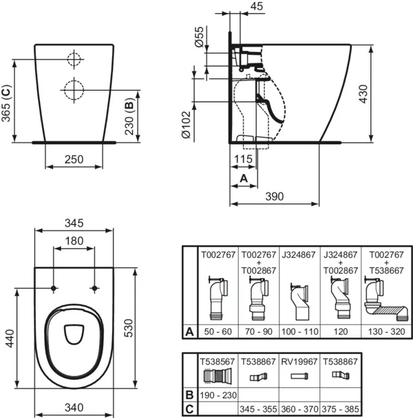 Ideal Standard Standtiefspül-WC i.life O in Weiß – moderne Toilette mit kompaktem Design und praktischen Einbaumaßen