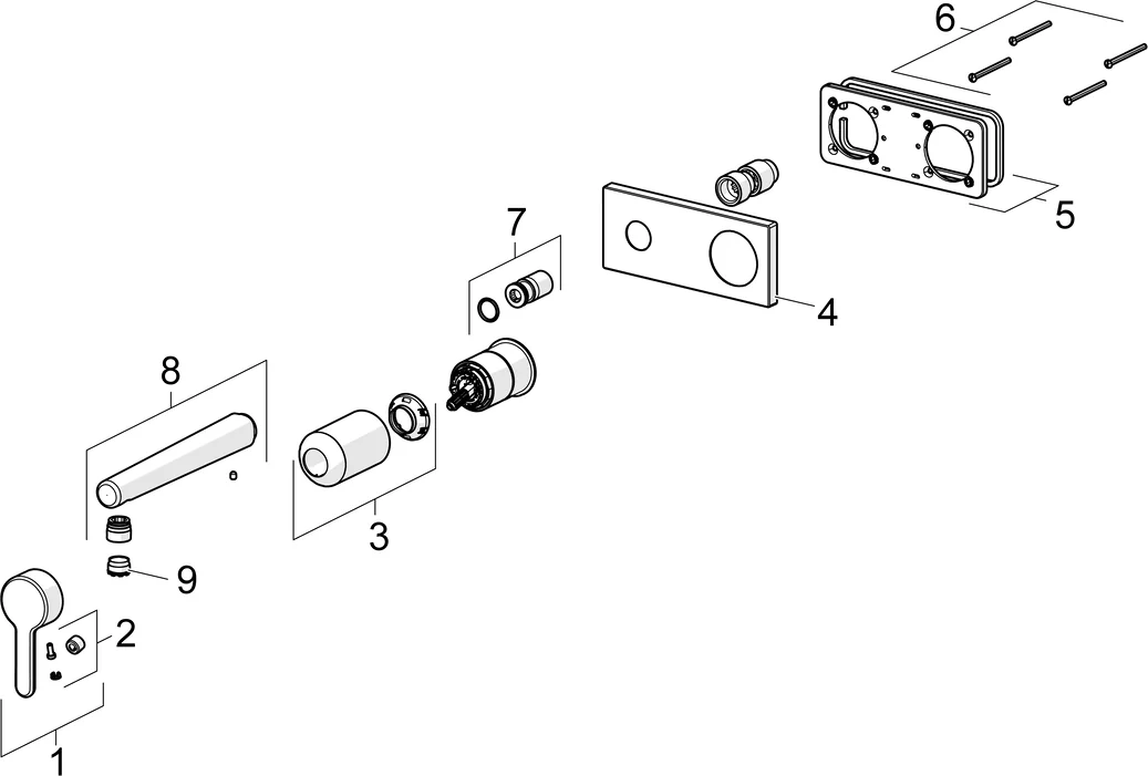 HansaDESIGNO Style Waschtischarmatur EHM FM-Set f. WT-Batt. HansaDESIGNO Style 5109 Rosette eckig Ausld. 194mm DN15 Chrom