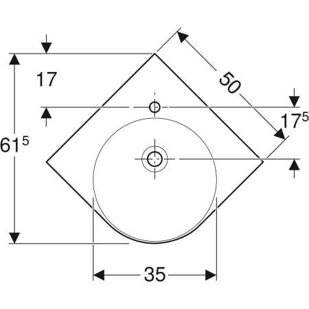 Eckwaschtisch „Renova Compact“, mit Überlauf 69,5 × 61,5 cm 