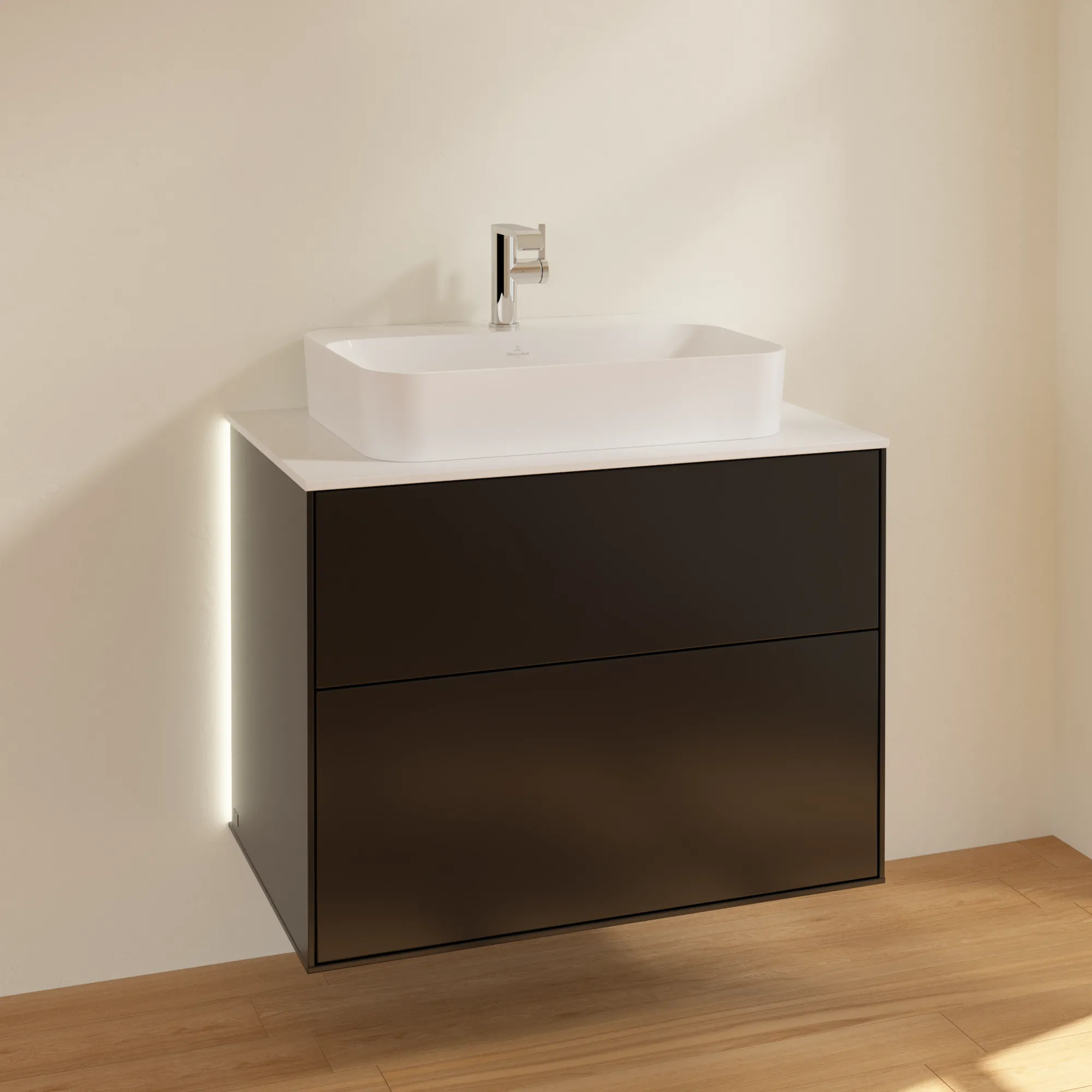 Villeroy & Boch Finion Waschbeckenunterschrank G34, 800 x 603 x 501 mm, Black Matt Lacquer / Glass White Matt Villeroy & Boch Finion Waschbeckenunterschrank G34, 800 x 603 x 501 mm, Black Matt Lacquer / Glass White Matt