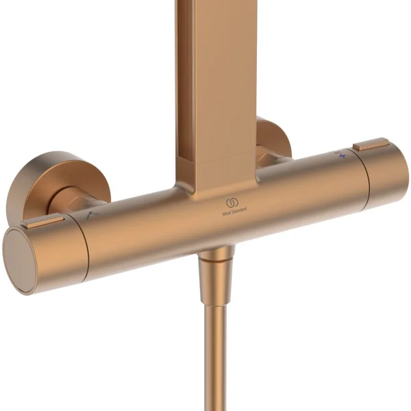Ideal Standard Ceratherm Alu+ Duschsystem mit Brausethermostat, Bronze, Aufputz, 2 Strahlarten Hand- und Kopfbrause