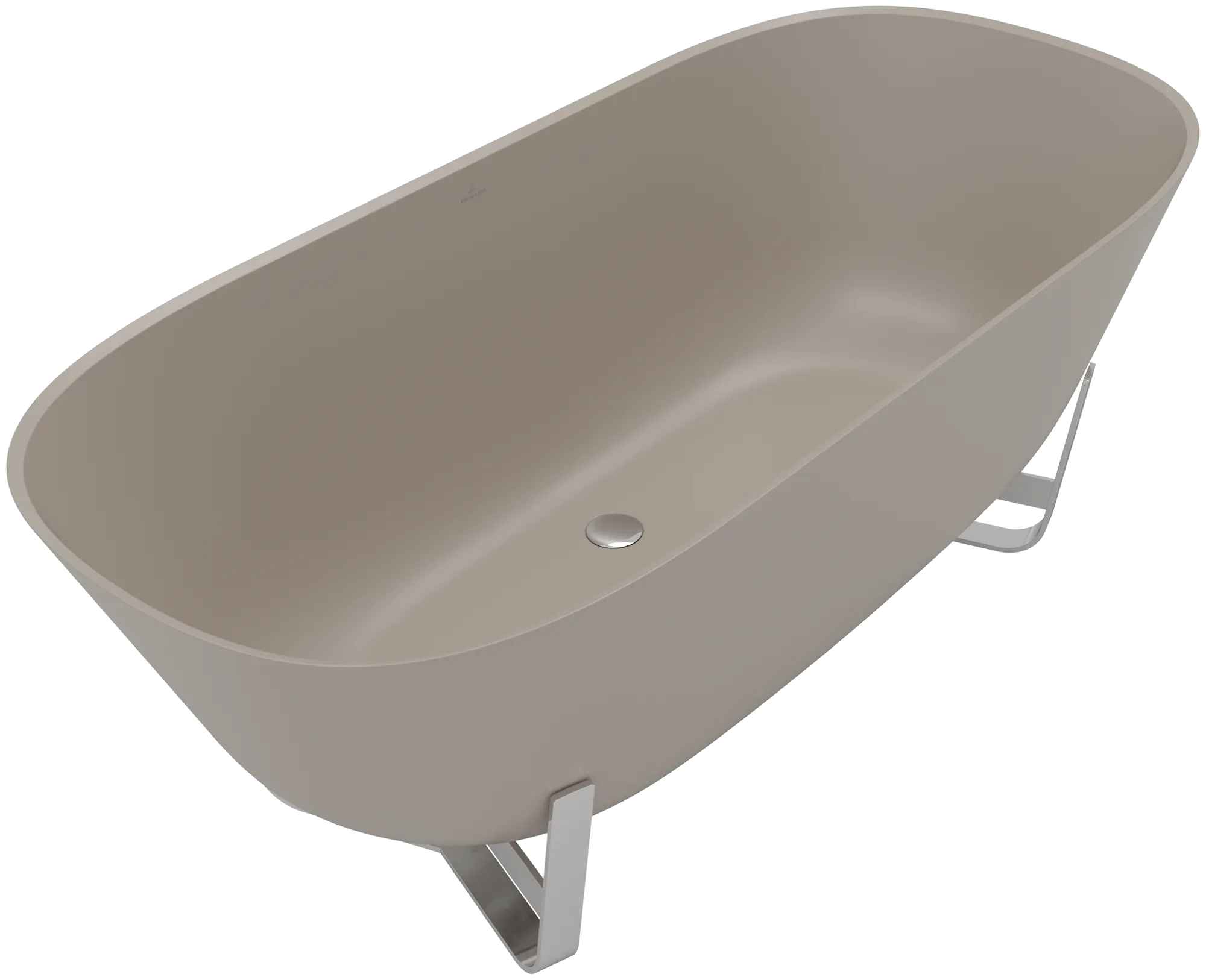 Villeroy & Boch Badewanne Antheus freistehend Almond 1750 x 800 mm Höhe 632 mm Innentiefe 480 mm Quaryl mit Edelstahlgestell und Mittelablauf