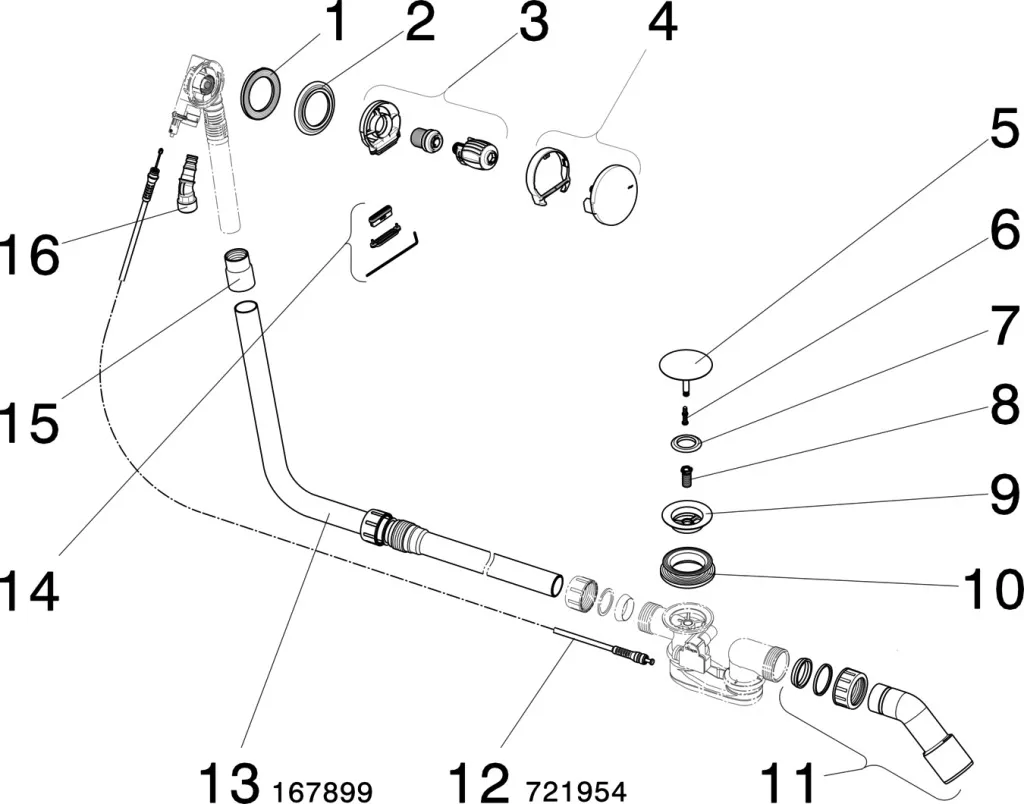 Viega Ab- und Überlaufgarnitur mit Zulauffunktion Modell 6161.70 „Multiplex Trio“ 6161.70 in 1070 mm × DN40 / 50 verchromt 11 cm Viega Ab- und Überlaufgarnitur mit Zulauffunktion Modell 6161.70 „Multiplex Trio“ 6161.70 in 1070 mm × DN40 / 50 verchromt 11 cm