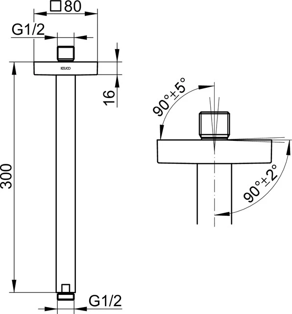 Edition 300 53089010302 Brausearm Deckenanschluß eckig 300 mm verchromt Edition 300 53089010302 Brausearm Deckenanschluß eckig 300 mm verchromt
