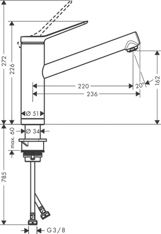 Spültischmischer 160 Zesis M33 Vorfenster 1jet chrom