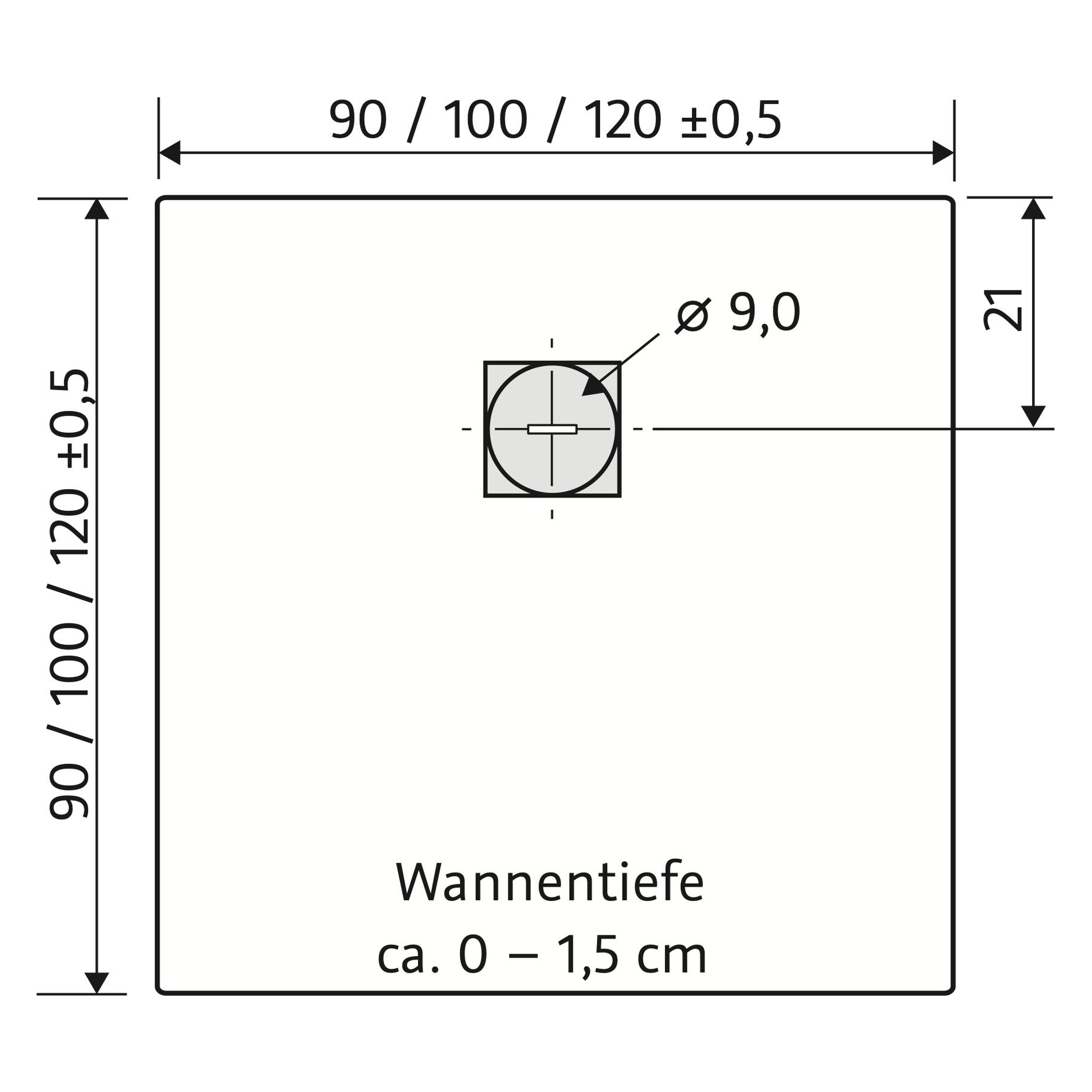 HSK quadrat Marmor-Polymer-Duschwanne „Steinoptik“ 90 × 90 cm in Anthrazit