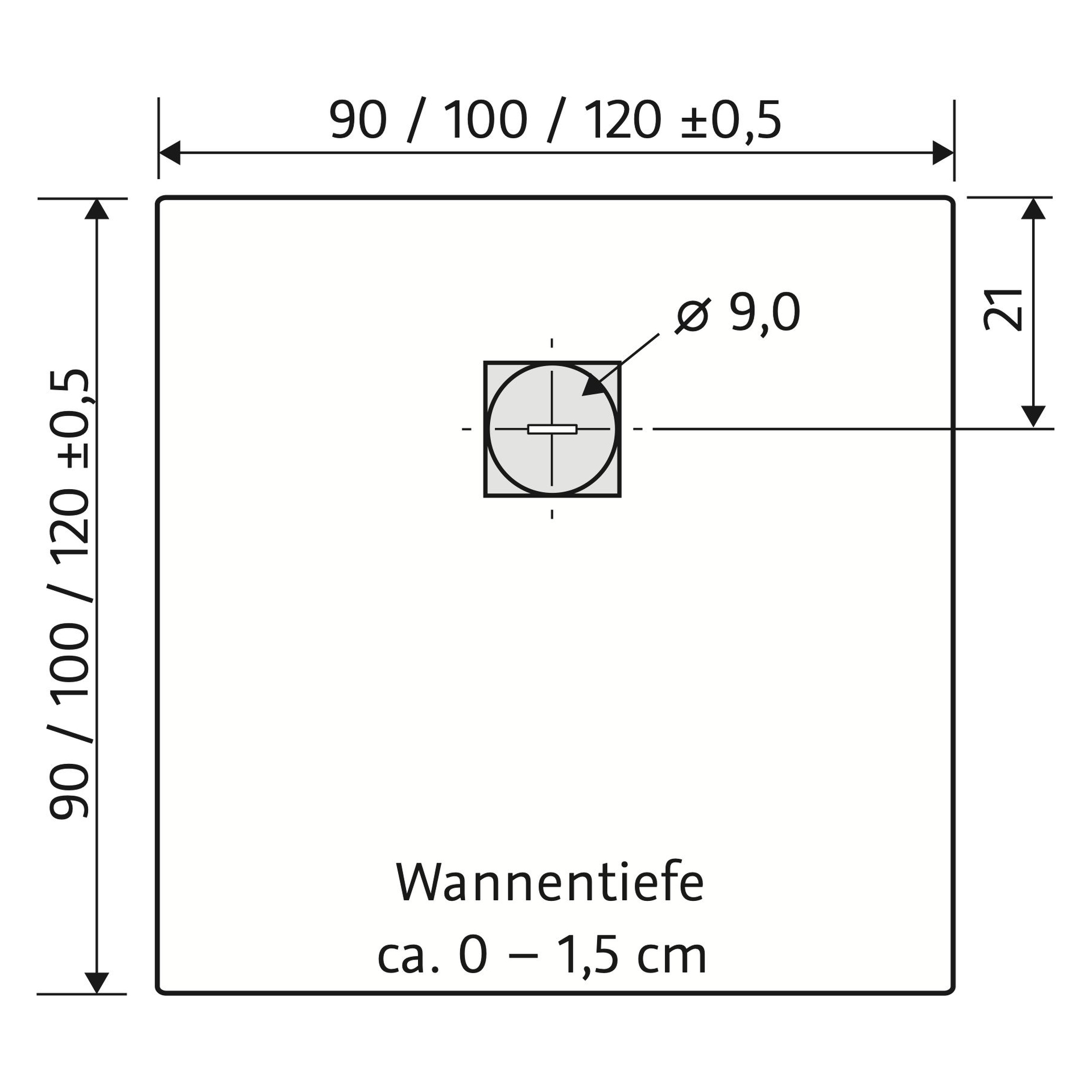 HSK quadrat Marmor-Polymer-Duschwanne „Steinoptik“ 90 × 90 cm