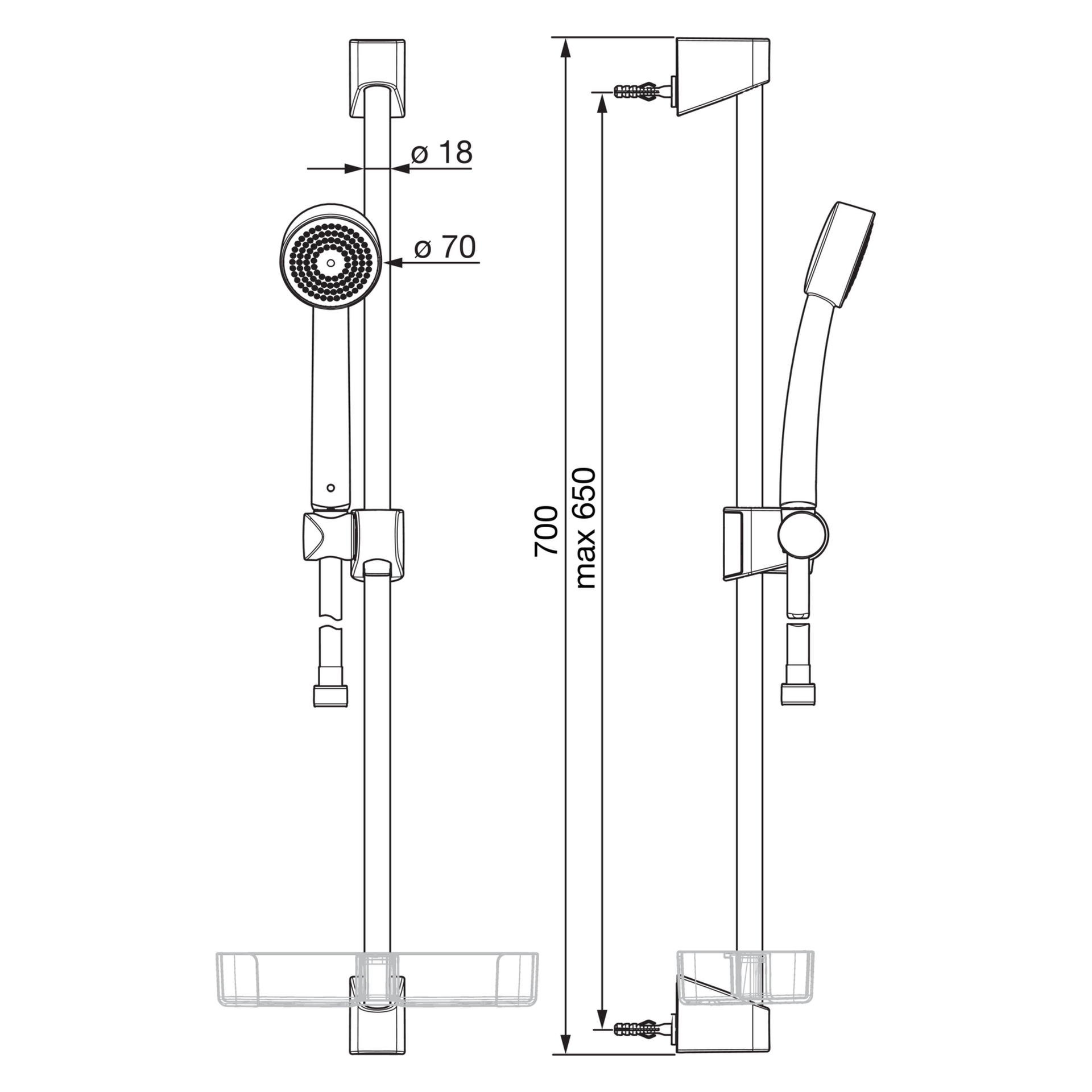 HA Wandst.garnitur HANSABASICJET 4478 1-strahlig d 70 mm DN15 chr