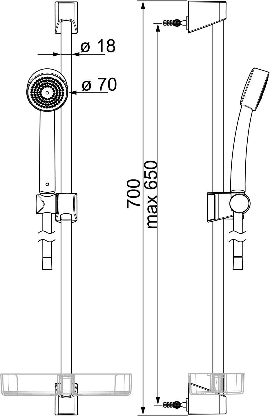 HansaBASICJET Wandstangen-Brausenset 4478, 1-strahlig d 70 mm DN15 Chrom HansaBASICJET Wandstangen-Brausenset 4478, 1-strahlig d 70 mm DN15 Chrom