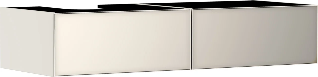 Hansgrohe Xevolos E Waschtischunterschrank Sandbeige Matt, 1370x550 mm, 2 Schubkästen, grifflos mit PushOpen und SoftClose, inkl. Basis Boxen Set und Raumsparsiphon