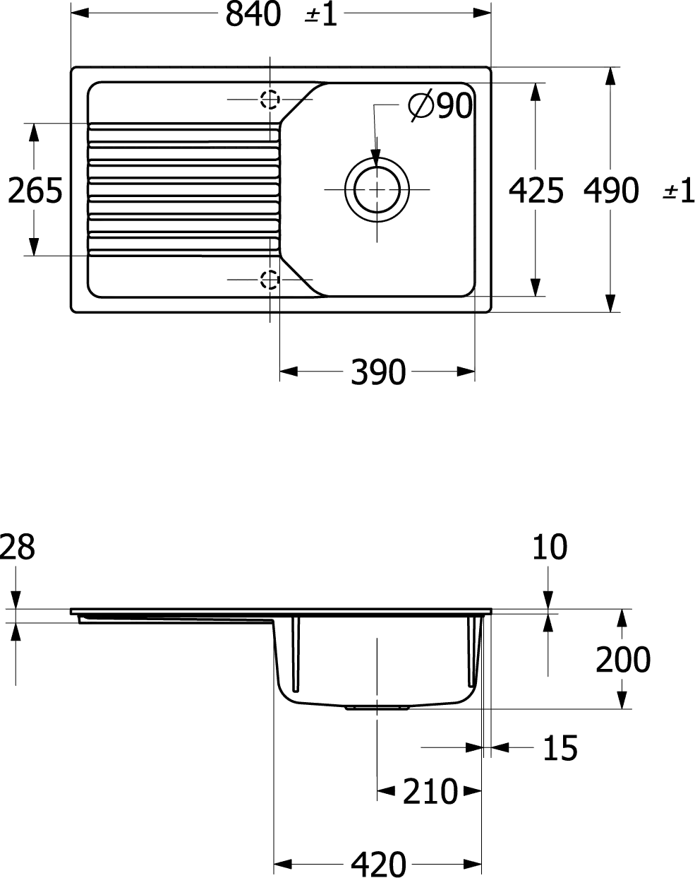 Villeroy & Boch Linara 50 Flat 33852F, flächenbündige Spüle, 840x490mm, Pure Black Villeroy & Boch Linara 50 Flat 33852F, flächenbündige Spüle, 840x490mm, Pure Black