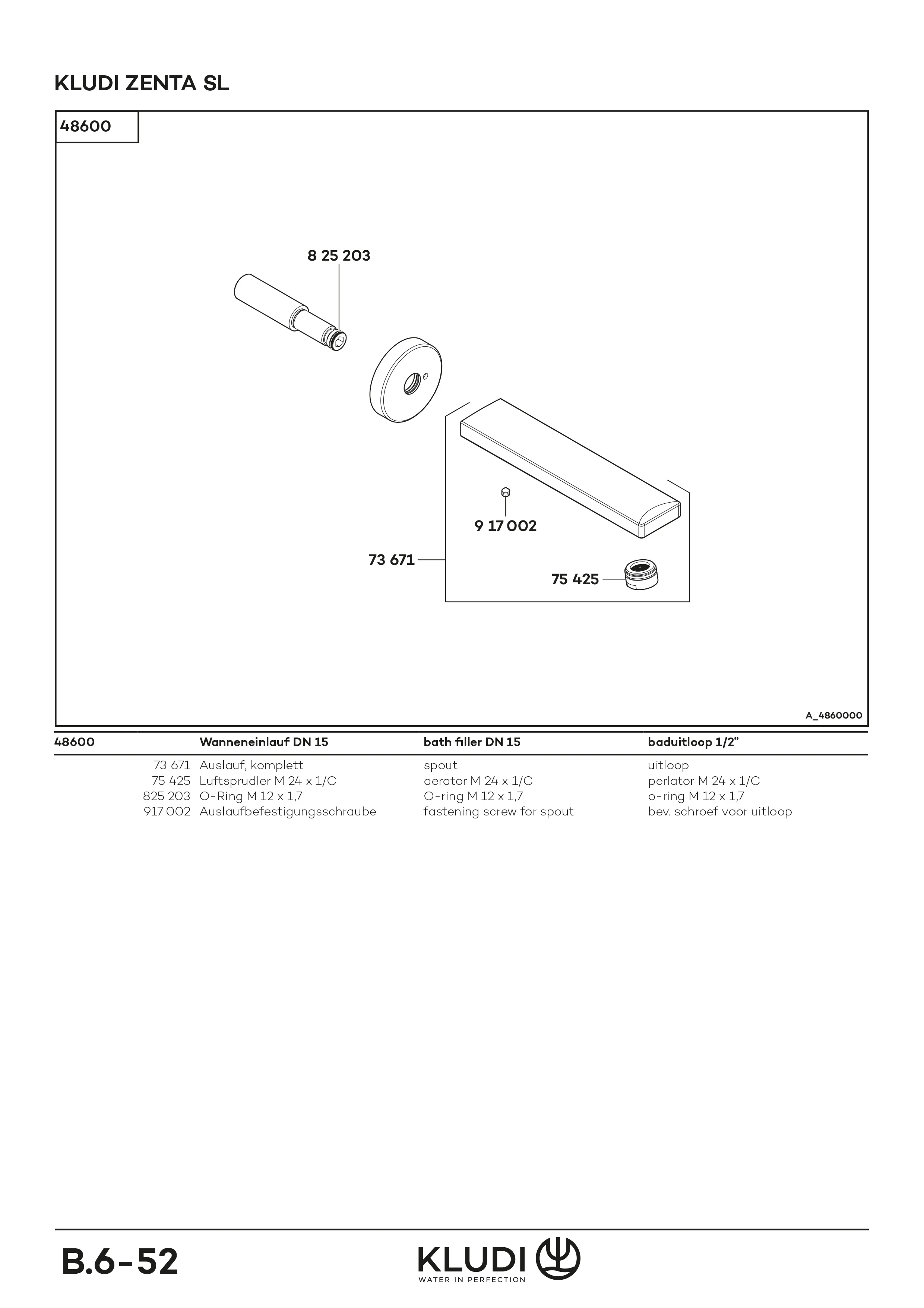 ZENTA SL Wanneneinlauf 170mm chrom