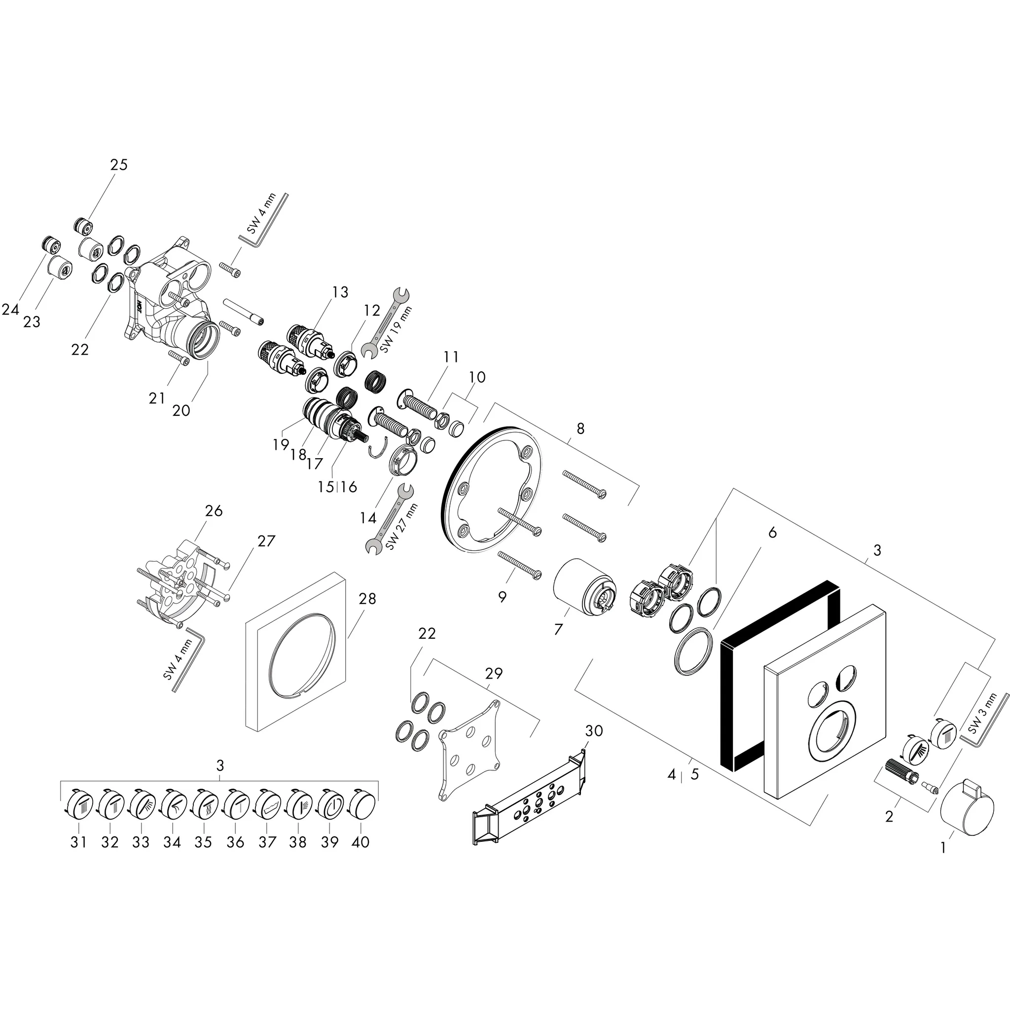 Thermostat Unterputz ShowerSelect Fertigset 2 Verbraucher chrom Thermostat Unterputz ShowerSelect Fertigset 2 Verbraucher chrom